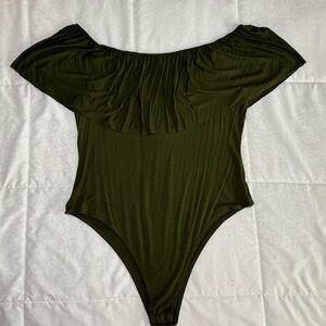 Fashion Nova Off The Shoulder Bodysuit - Olive